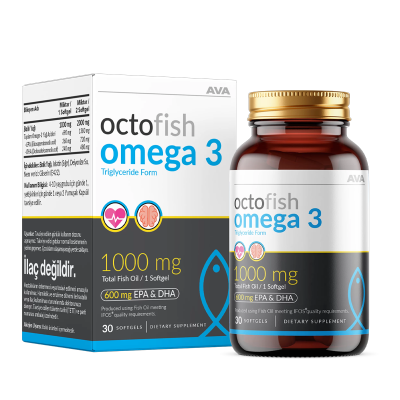 Ava Octofish Omega 3 1000 mg Balık Yağı Kokusuz 30 Kapsül - 1