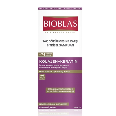 Bioblas Saç Dökülmesine Karşı Şampuan Collagen + Keratin 360 ml