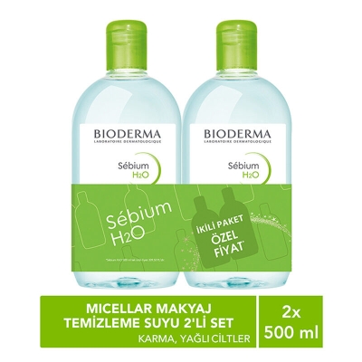 Bioderma Sebium H2O Yüz ve Makyaj Temizleme Suyu 2 x 500 ml