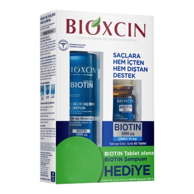 Bioxcin Biotin 5000 mg Çinko 15 mg ALANA Biotin Şampuan 300 ml HEDİYE