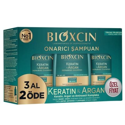 Bioxcin Keratin ve Argan Onarıcı Şampuan 300 ml - 3 al 2 öde