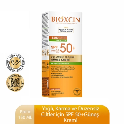 Bioxcin Sun Care Düzensiz Ciltler için Spf 50 Güneş Kremi 150 ml