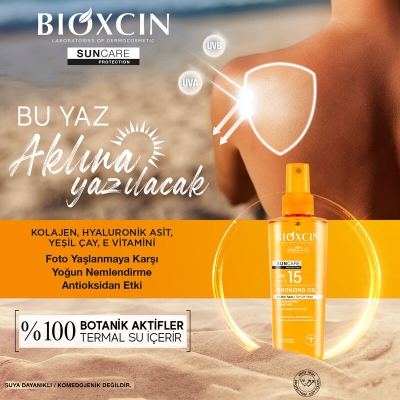 Bioxcin Sun Care Tüm Ciltler için Bronzlaştırıcı Yağ SPF 15 200 ml