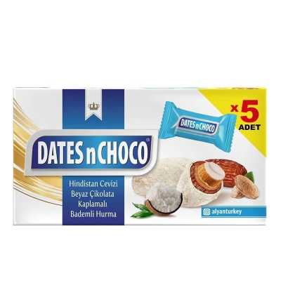 Dates N Choco Hindistan Cevizi ve Beyaz Çikolata Kaplı Hurma 5 Adet