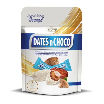 Dates N Choco Hindistan Cevizi ve Beyaz Çikolata Kaplı Hurma 90 gr