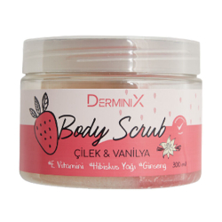 Derminix Vücut Peelingi Body Scrub Çilek Vanilya 300 ml - 1