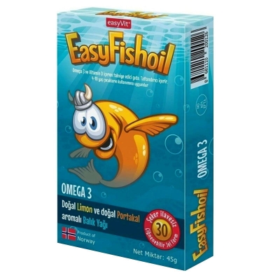 Easy Fish Oil Portakal ve Limon Aromalı Balık Yağı ve D Vitamini 30 Çiğnenebilir Form