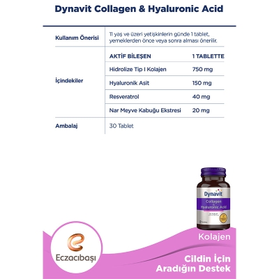 Eczacıbaşı Dynavit Collagen+Hyaluronik Acid 30 Tablet