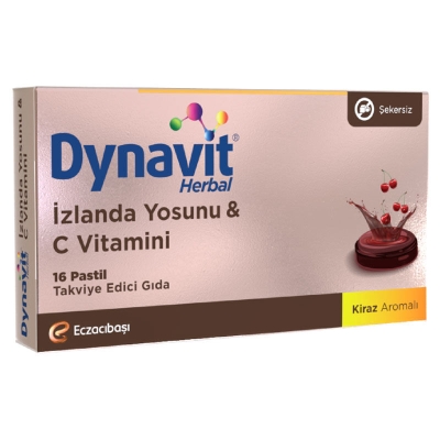 Eczacıbaşı Dynavit Herbal İzlanda Yosunu ve C Vitamini İçerikli 16 Adet Pastil