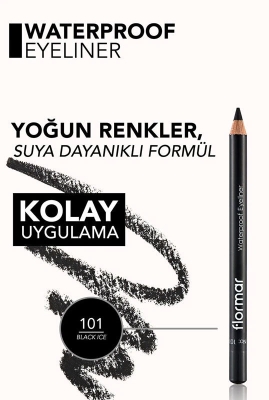 Flormar Yüksek Pigmentli Mat Bitişli Suya Dayanıklı Göz Kalemi 1.14 gr - Siyah