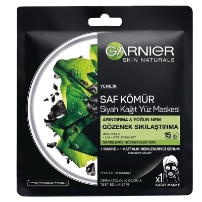 Garnier Saf Kömür Siyah Kağıt Yüz Maskesi Gözenek Sıkılaştırma 28gr