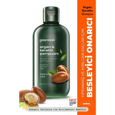 Greenlabel Argan ve Keratin Şampuanı 400 ml