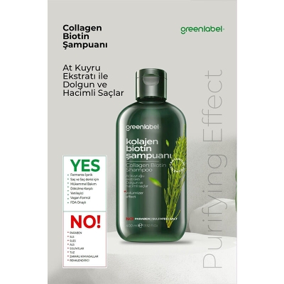 Greenlabel Biotin ve Kolajen At Kuyruğu Şampuanı 400 ml