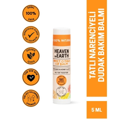 Heaven on Earth %100 Doğal Ve Organik İçerikli Lip Balm 5 gr - Sweet Citrus