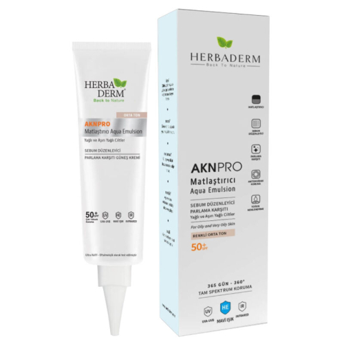 Herbaderm AKN Pro Matlaştırıcı Emülsiyon Spf 50 40 ml - Orta Ton - 1