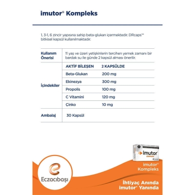 Imutor Kompleks Takviye Edici Gıda 30 Kapsül