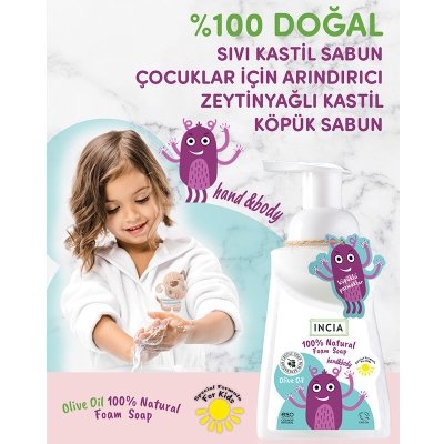 INCIA Çocuklar İçin Zeytinyağlı Doğal Köpük Sabun 200 ml