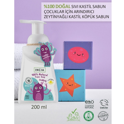 INCIA Çocuklar İçin Zeytinyağlı Doğal Köpük Sabun 200 ml