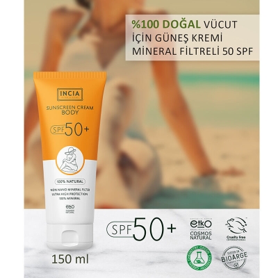 INCIA Vücut İçin Doğal Güneş Kremi 50 SPF 150 ml