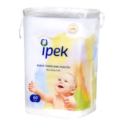 İpek Hidrofil Maxi Bebek Temizleme Pamuk Pedi 60 Adet