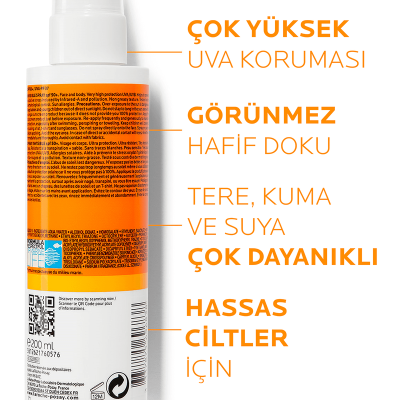 La Roche Posay Anthelios SPF50+ Invisible Yüksek Korumalı Vücut Güneş Kremi Spray 200 ml