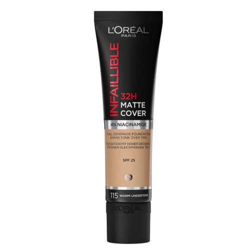 Loreal Paris Infaillible 32h Matte Cover Yüksek Kapatıcı Fondöten - 115 Sıcak Alt Ton 30 ml - 1