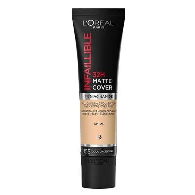 Loreal Paris Infaillible 32H Matte Cover Yüksek Kapatıcı Fondöten - 155 Soğuk Alt Ton 30 ml