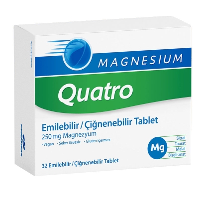 Magnesium Quatro 32 Emilebilir-Çiğnenebilir Tablet