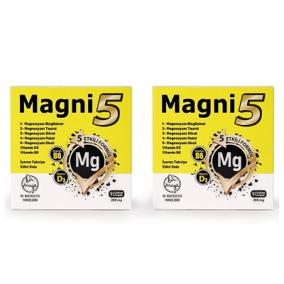 Magni5 Magnezyum Vitamin D3 B6 İçeren Takviye Edici Gıda 2 x 90 Kapsül