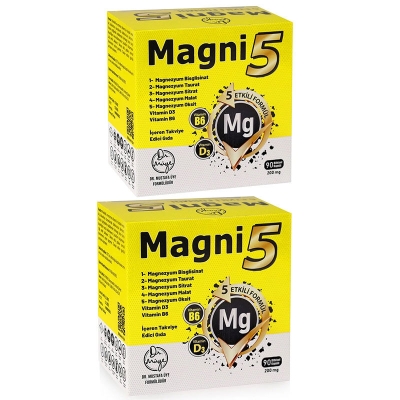 Magni5 Magnezyum Vitamin D3 B6 İçeren Takviye Edici Gıda 2 x 90 Kapsül