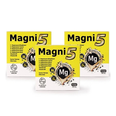 Magni5 Magnezyum Vitamin D3 B6 İçeren Takviye Edici Gıda 3x90 Kapsül