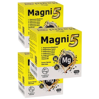 Magni5 Magnezyum Vitamin D3 B6 İçeren Takviye Edici Gıda 3x90 Kapsül