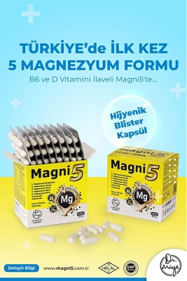 Magni5 Magnezyum Vitamin D3 B6 İçeren Takviye Edici Gıda 3x90 Kapsül