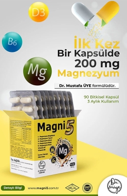 Magni5 Magnezyum Vitamin D3 B6 İçeren Takviye Edici Gıda 4x90 Kapsül