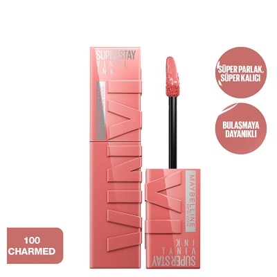 Maybelline New York Super Stay Vinyl Ink Likit Parlak Ruj - 100 Charmed