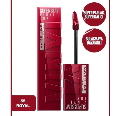 Maybelline New York Super Stay Vinyl Ink Likit Parlak Ruj - 55 Royal