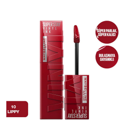 Maybelline New York Super Stay Vinyl Ink Likit Parlak Ruj - 10 Lippy - 2