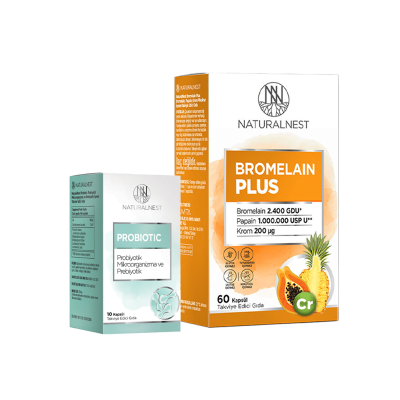 Naturalnest Bromelain Plus 60 Kapsül + Probiotic 10 Kapsül