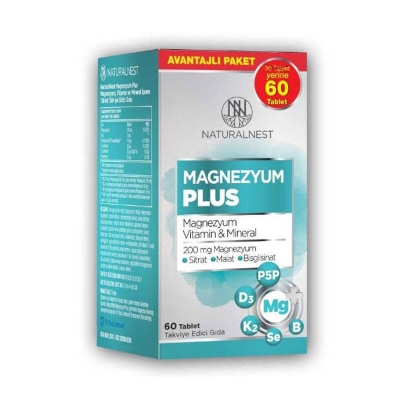 Naturalnest Magnesium Plus Takviye Edici Gıda 60 Tablet - Avantajlı Paket