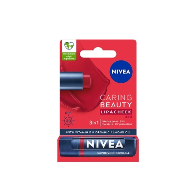 Nivea Caring Beauty Kırmızı SPF30 Dudak Bakım Kremi 4.8 gr