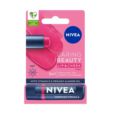 Nivea Caring Beauty Pembe SPF30 Dudak Bakım Kremi 4.8 gr