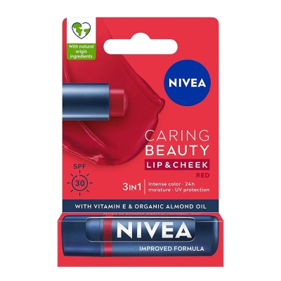 Nivea Caring Beauty Spf30 Renkli Dudak Kremi ve Yanak Balmı Red 4.8 gr