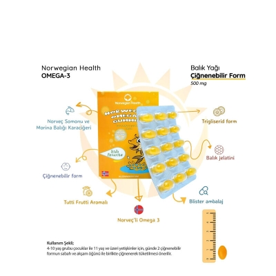 Norwegian Health Omega 3 Gummies Takviye Edici Gıda 2x30 Jel Form