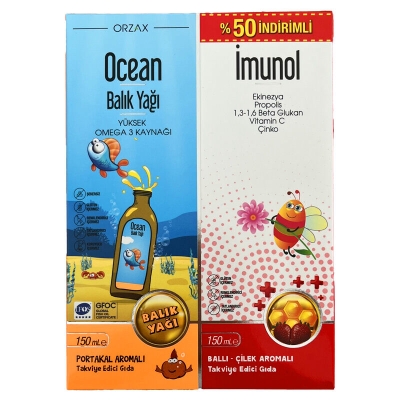 Orzax Ocean Balık Yağı+ Orzax Ocean Imunol Takviye Edici Gıda 150 ml İndirimli