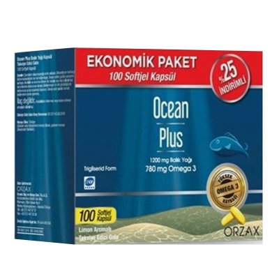 Orzax Ocean Plus Limon Aromalı Takviye Edici 100 Kapsül | Ekonomik Paket