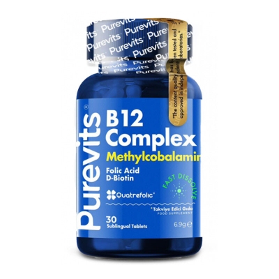 Purevits B12 Complex Takviye Edici Gıda Dilaltı 30 Tablet