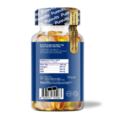 Purevits Omega-3 Fish Oil Takviye Edici Gıda 90 Kapsül