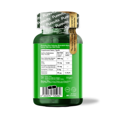 Purevits Saw Palmetto Complex 60 Vegan Kapsül