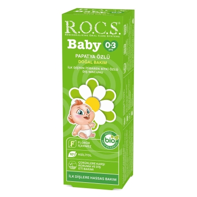 ROCS Baby 0-3 Yaş Papatya Özlü Yutulabilen Diş Macunu 35ml.