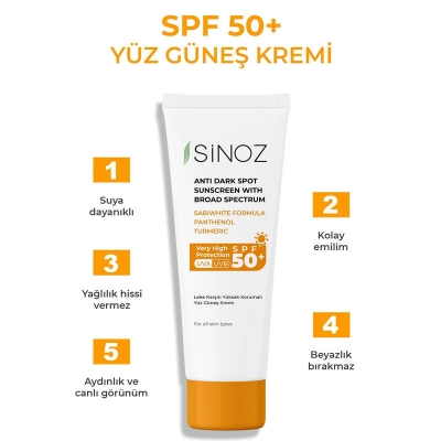 Sinoz Leke Karşıtı Güneş Koruyucu Krem SPF 50+ 50 ml